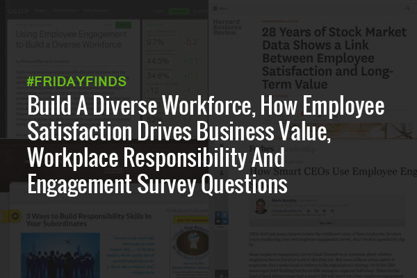 Build A Diverse Workforce, How Employee Satisfaction Drives Business Value, Workplace Responsibility And Engagement Survey Questions #FridayFinds